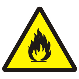 Niebezpieczeństwo pożaru - materiały łatwopalne, 10x10 cm, folia