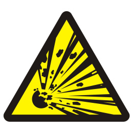 Niebezpieczeństwo wybuchu - materiały wybuchowe, 10x10 cm, folia