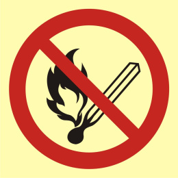 Zakaz używania otwartego ognia - palenie tytoniu zabronione, 35x35 cm, PCV 1 mm
