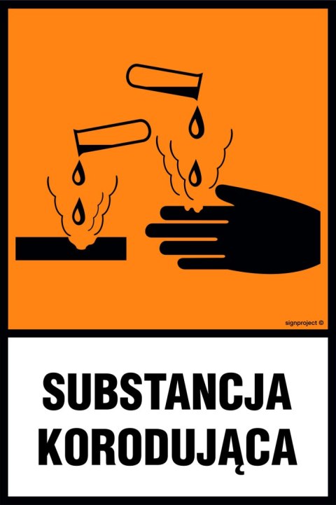 Znak LB005 Substancja korodująca, 250x375 mm, PN - Płyta 1 mm Znak LB005 Substancja korodująca, 250x375 mm, PN - Płyta 1 mm