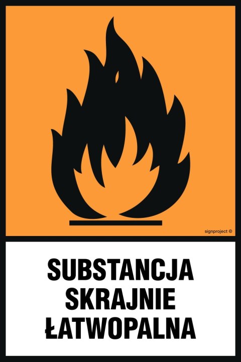 Znak LB013 Substancja skrajnie łatwopalna, 150x225 mm, PN - Płyta 1 mm Znak LB013 Substancja skrajnie łatwopalna, 150x225 mm, PN - Płyta 1 mm
