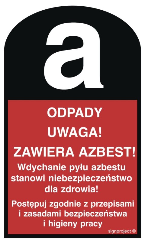 Znak LC004 Uwaga! Zawiera azbest - arkusz 15 naklejek, 30x50 mm, FN - Folia samoprzylepna Znak LC004 Uwaga! Zawiera azbest - arkusz 15 naklejek, 30x50 mm, FN - Folia samoprzylepna