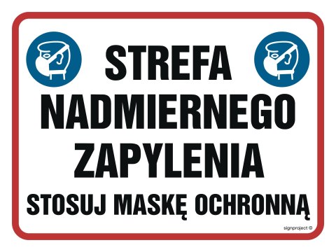 Znak NB029 Strefa nadmiernego zapylenia. Stosuj maskę ochronną, 200x150 mm, PN - Płyta 1 mm Znak NB029 Strefa nadmiernego zapylenia. Stosuj maskę ochronną, 200x150 mm, PN - Płyta 1 mm