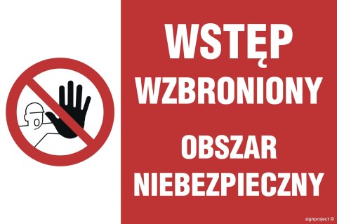 Znak NC083 Wstęp wzbroniony obszar niebezpieczny, 200x133 mm, BN - Płyta żółta 0,6mm Znak NC083 Wstęp wzbroniony obszar niebezpieczny, 200x133 mm, BN - Płyta żółta 0,6mm