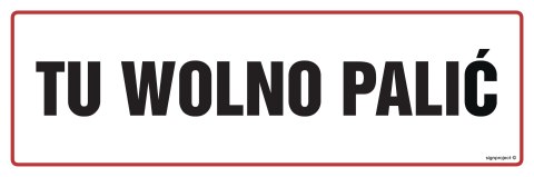 Znak NC100 Tu wolno palić, 450x150 mm, FN - Folia samoprzylepna Znak NC100 Tu wolno palić, 450x150 mm, FN - Folia samoprzylepna