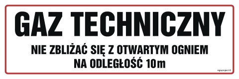Znak NC102 Gaz techniczny. Nie zbliżać się z otwartym ogniem, 750x250 mm, PN - Płyta 1 mm Znak NC102 Gaz techniczny. Nie zbliżać się z otwartym ogniem, 750x250 mm, PN - Płyta 1 mm