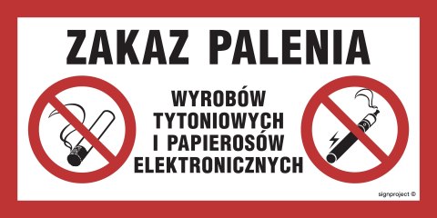 Znak NC123 Zakaz palenia wyrobów tytoniowych i papierosów elektronicznych, 600x300 mm, FN - Folia samoprzylepna Znak NC123 Zakaz palenia wyrobów tytoniowych i papierosów elektronicznych, 600x300 mm, FN - Folia samoprzylepna