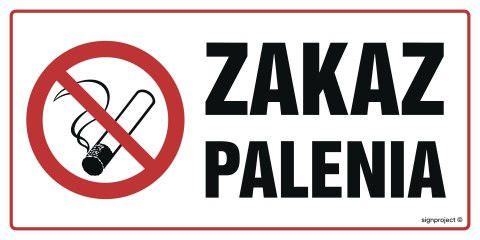 Znak NC138 Zakaz palenia, 800x400 mm, FN - Folia samoprzylepna Znak NC138 Zakaz palenia, 800x400 mm, FN - Folia samoprzylepna