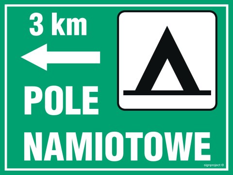 Znak OC003 Pole namiotowe - odległość, 400x300 mm, PN - Płyta 1 mm Znak OC003 Pole namiotowe - odległość, 400x300 mm, PN - Płyta 1 mm