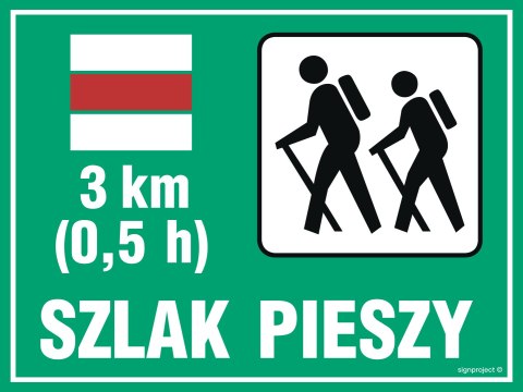 Znak OC004 Szlak pieszy - długość, 400x300 mm, PN - Płyta 1 mm Znak OC004 Szlak pieszy - długość, 400x300 mm, PN - Płyta 1 mm