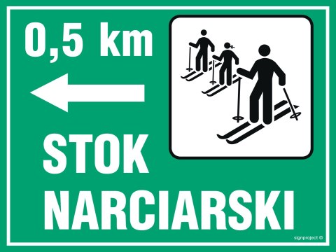 Znak OC006 Kierunek na stok narciarski, 400x300 mm, PN - Płyta 1 mm Znak OC006 Kierunek na stok narciarski, 400x300 mm, PN - Płyta 1 mm