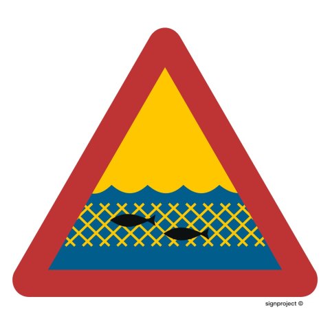 Znak OE009 Sieci rybackie, 350x350 mm, ON - Blacha ocynk Znak OE009 Sieci rybackie, 350x350 mm, ON - Blacha ocynk