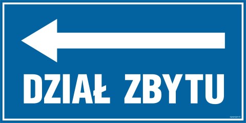 Znak PA026 Dział zbytu - kierunek w lewo, 600x300 mm, PN - Płyta 1 mm Znak PA026 Dział zbytu - kierunek w lewo, 600x300 mm, PN - Płyta 1 mm