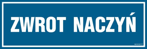 Znak PA097 Zwrot naczyń, 300x100 mm, FN - Folia samoprzylepna Znak PA097 Zwrot naczyń, 300x100 mm, FN - Folia samoprzylepna