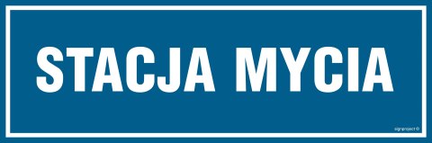 Znak PA286 Stacja mycia, 150x50 mm, PN - Płyta 1 mm Znak PA286 Stacja mycia, 150x50 mm, PN - Płyta 1 mm