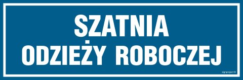 Znak PA307 Szatnia odzieży roboczej, 150x50 mm, PN - Płyta 1 mm Znak PA307 Szatnia odzieży roboczej, 150x50 mm, PN - Płyta 1 mm