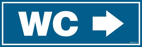 Znak PA310 WC Kierunek w prawo, 150x50 mm, PN - Płyta 1 mm Znak PA310 WC Kierunek w prawo, 150x50 mm, PN - Płyta 1 mm