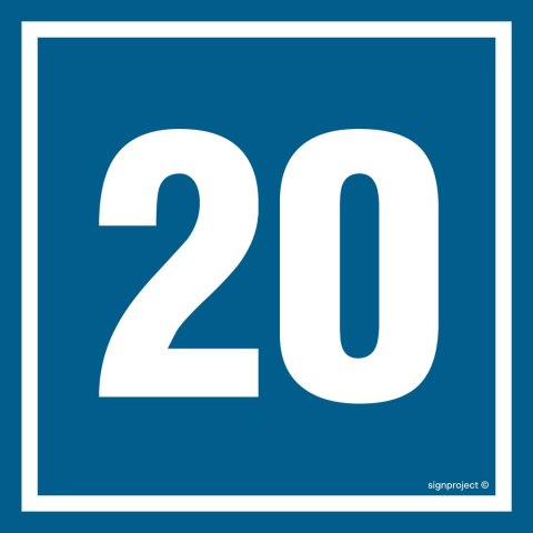 Znak PA420 Liczba 20, 150x150 mm, PN - Płyta 1 mm Znak PA420 Liczba 20, 150x150 mm, PN - Płyta 1 mm