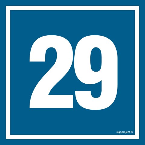 Znak PA429 Liczba 29, 200x200 mm, PN - Płyta 1 mm Znak PA429 Liczba 29, 200x200 mm, PN - Płyta 1 mm