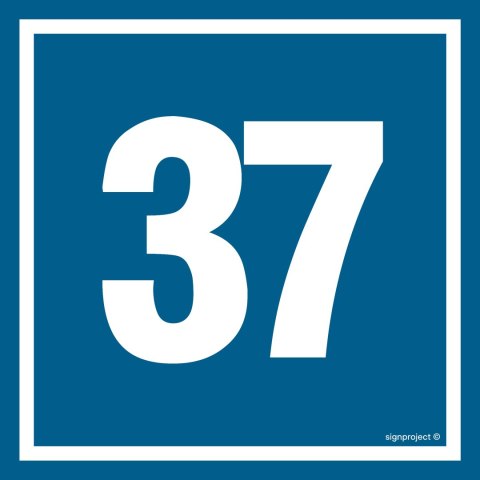 Znak PA437 Liczba 37, 100x100 mm, PN - Płyta 1 mm Znak PA437 Liczba 37, 100x100 mm, PN - Płyta 1 mm