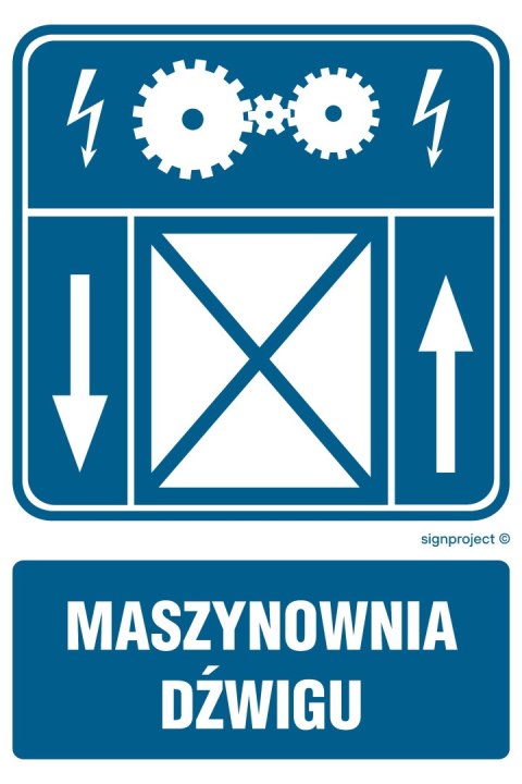 Znak RB019 Maszynownia dźwigu, 350x525 mm, PN - Płyta 1 mm Znak RB019 Maszynownia dźwigu, 350x525 mm, PN - Płyta 1 mm