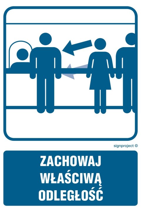 Znak RB022 Zachowaj właściwą odległość, 350x525 mm, PN - Płyta 1 mm Znak RB022 Zachowaj właściwą odległość, 350x525 mm, PN - Płyta 1 mm