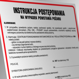 Instrukcja przeciwpożarowa - profilaktyka ppoż. dla wszystkich pracowników, 24,5x35 cm, PCV 0,5 mm
