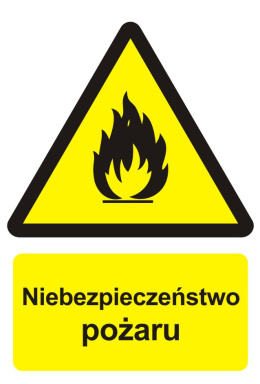 Niebezpieczeństwo pożaru - materiały łatwopalne, 10x14,8 cm, folia