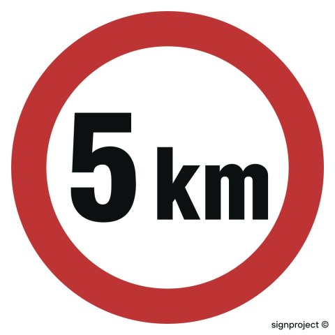 Znak SA005 Ograniczenie prędkości 5 km, 300x300 mm, PO - Płyta 1 mm odblaskowa Znak SA005 Ograniczenie prędkości 5 km, 300x300 mm, PO - Płyta 1 mm odblaskowa