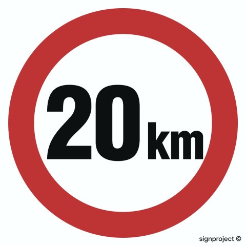 Znak SA027 Ograniczenie prędkości 20 km, 300x300 mm, PN - Płyta 1 mm Znak SA027 Ograniczenie prędkości 20 km, 300x300 mm, PN - Płyta 1 mm