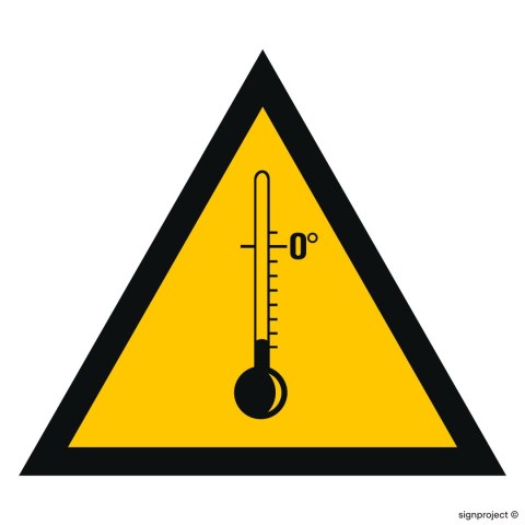 Znak JA008 Ostrzeżenie przed niskimi temperaturami, 350x350 mm, PN - Płyta 1 mm