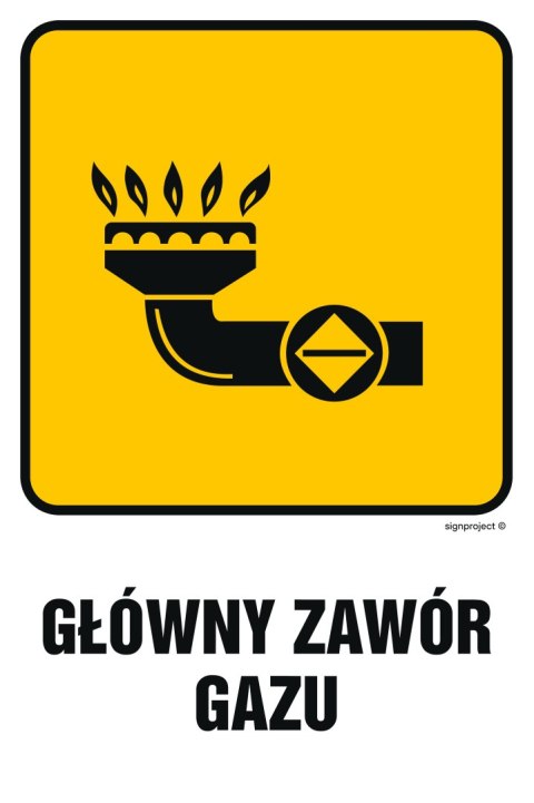 Znak JD001 Główny zawór gazu 1, 200x300 mm, PN - Płyta 1 mm Znak JD001 Główny zawór gazu 1, 200x300 mm, PN - Płyta 1 mm