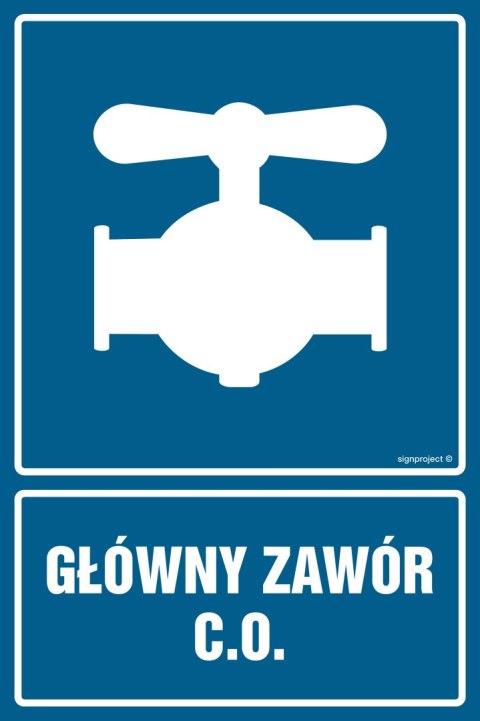 Znak JD007 Główny zawór c.o, 500x750 mm, FN - Folia samoprzylepna Znak JD007 Główny zawór c.o, 500x750 mm, FN - Folia samoprzylepna