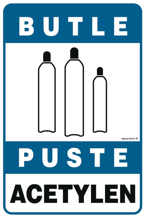 Znak JD047 Butle puste acetylen, 300x450 mm, PN - Płyta 1 mm Znak JD047 Butle puste acetylen, 300x450 mm, PN - Płyta 1 mm