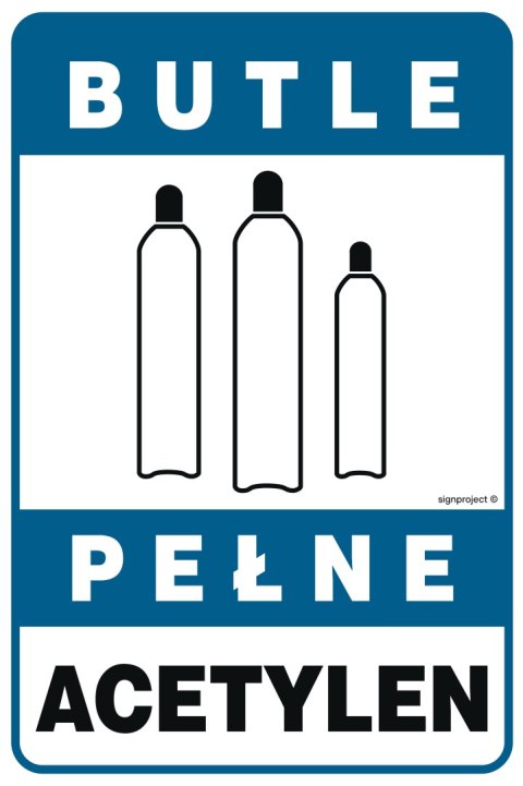 Znak JD049 Butle pełne acetylen, 75x100 mm, PN - Płyta 1 mm Znak JD049 Butle pełne acetylen, 75x100 mm, PN - Płyta 1 mm
