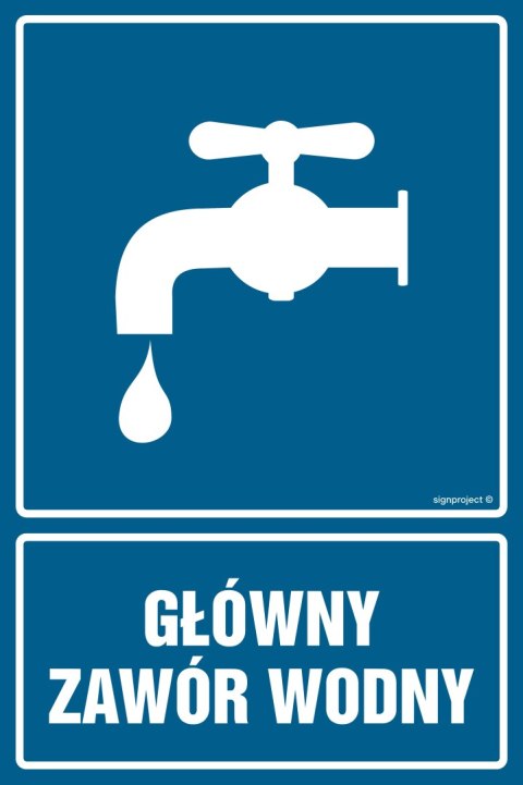 Znak JD056 Główny zawór wody, 150x225 mm, PN - Płyta 1 mm Znak JD056 Główny zawór wody, 150x225 mm, PN - Płyta 1 mm