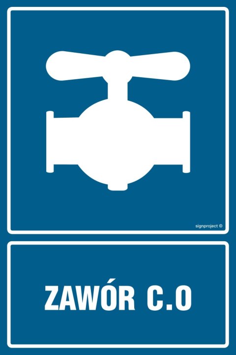 Znak JD061 Zawór C.O., 250x375 mm, FN - Folia samoprzylepna Znak JD061 Zawór C.O., 250x375 mm, FN - Folia samoprzylepna
