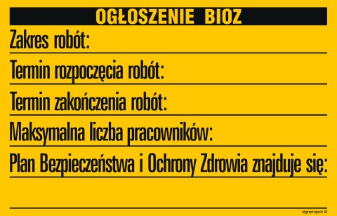 Tablica OA089 Tablica budowlana "Ogłoszenie" , 700x450 mm, ON - Blacha ocynk Tablica OA089 Tablica budowlana "Ogłoszenie" , 700x450 mm, ON - Blacha ocynk