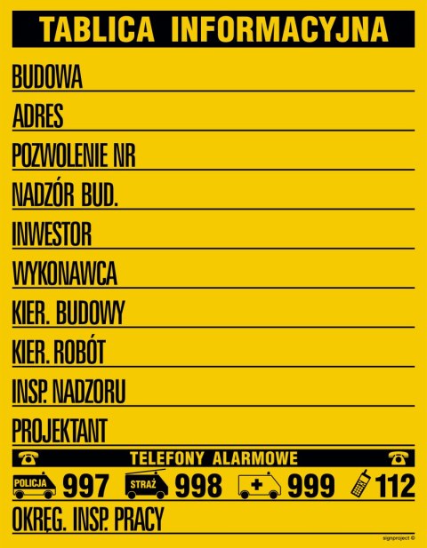 Tablica OA092 Budowlana tablica informacyjna (w jednym kolorze), 700x900 mm, ON - Blacha ocynk Tablica OA092 Budowlana tablica informacyjna (w jednym kolorze), 700x900 mm, ON - Blacha ocynk