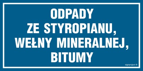 Tablica OA110 Odpady ze styropianu, 200x100 mm, PN - Płyta 1 mm