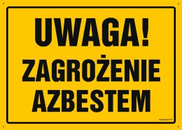 Naklejka OA104 Uwaga! Zagrożenie azbestem, 450x320 mm, FN - Folia samoprzylepna