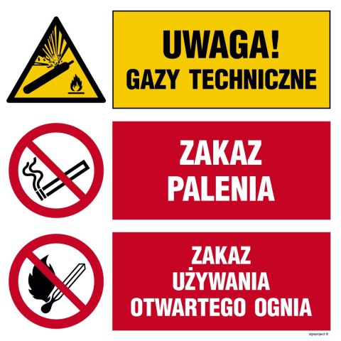 Naklejka OI028 Uwaga! gazy techniczne, Zakaz palenia, Zakaz używania otwartego ognia, 700x700 mm, FN - Folia samoprzylepna Naklejka OI028 Uwaga! gazy techniczne, Zakaz palenia, Zakaz używania otwartego ognia, 700x700 mm, FN - Folia samoprzylepna