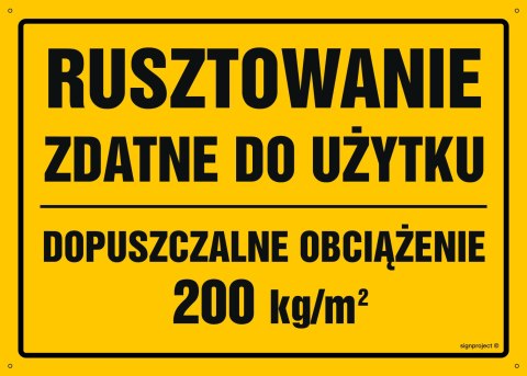 Naklejka OA145 Rusztowanie zdatne do użytku Dopuszczalne obciążenie 200 kg/m2, 600x430 mm, FN - Folia samoprzylepna Naklejka OA145 Rusztowanie zdatne do użytku Dopuszczalne obciążenie 200 kg/m2, 600x430 mm, FN - Folia samoprzylepna