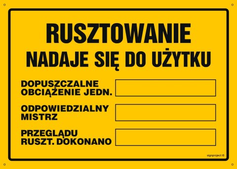 Naklejka OA146 Rusztowanie nadaje się do użytku ..., 600x430 mm, FN - Folia samoprzylepna Naklejka OA146 Rusztowanie nadaje się do użytku ..., 600x430 mm, FN - Folia samoprzylepna