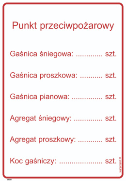 Znak DB031 Punkt przeciwpożarowy, 245x350 mm, HN - Płyta TD-flex 0,4mm