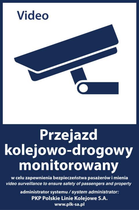 Naklejka - Przejazd kolejowo drogowy monitorowany - 300x450 mm Naklejka - Przejazd kolejowo drogowy monitorowany - 300x450 mm