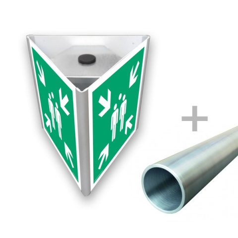 Znak AE707 Miejsce zbiórki do ewakuacji + słupek (3D do słupka), 500x500 mm, PN - Płyta 1 mm Znak AE707 Miejsce zbiórki do ewakuacji + słupek (3D do słupka), 500x500 mm, PN - Płyta 1 mm