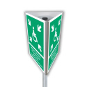 Znak AF724 Miejsce zbiórki do ewakuacji dla osób niepełnosprawnych + słupek (3D przestrzenny), 350x525 mm, PS - Płyta 1 mm fotol