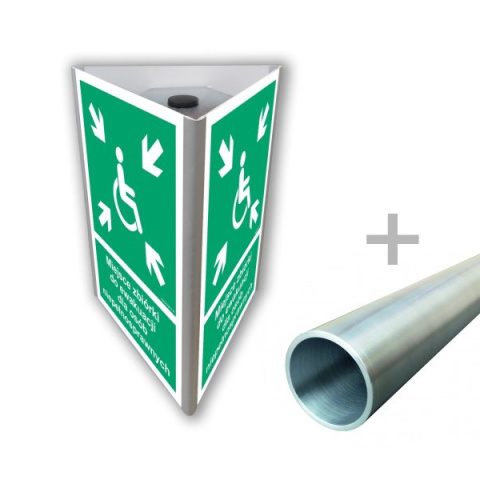 Znak AF724 Miejsce zbiórki do ewakuacji dla osób niepełnosprawnych + słupek (3D przestrzenny), 500x750 mm, PN - Płyta 1 mm