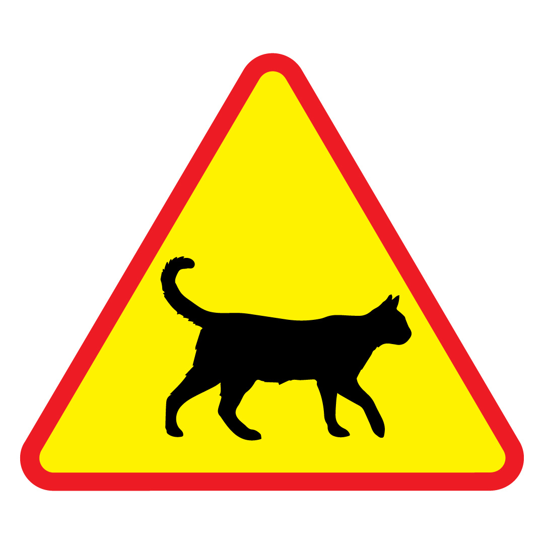 Znak Uwaga koty